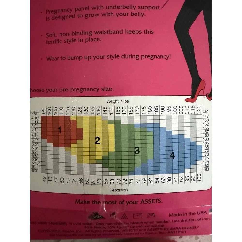 SPANX Size 2 Marvelous Mama ASSETS Terrific Tights Black Opaque Stripe MATERNITY